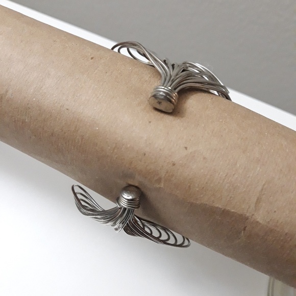 Multiwire wrapped stone cuff bracelet - Picture 7 of 7